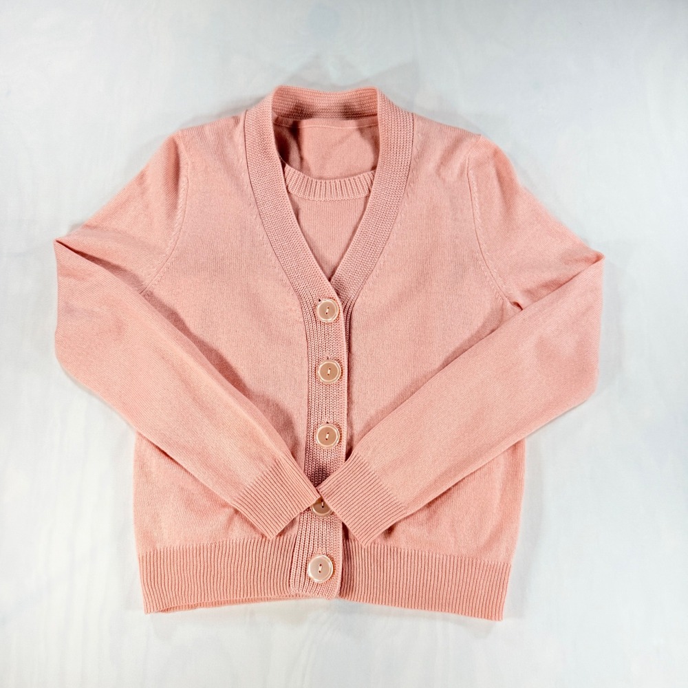 Coquette Soft Silk Cashmere Twin Set Women S Pink Cardigan Shell Luxury Sweater